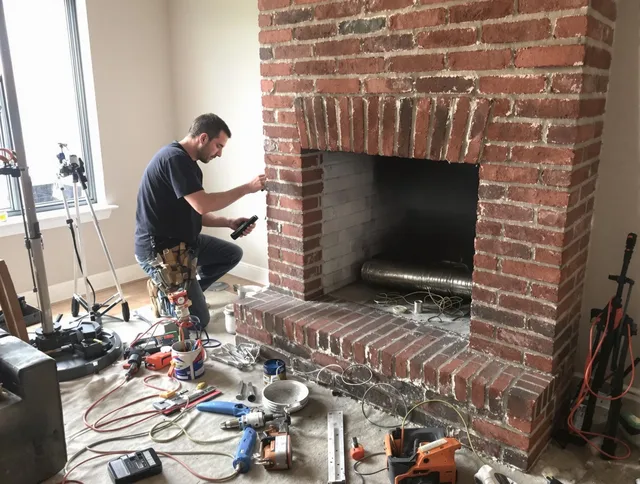 Pembroke Chimney Sweep specialist finalizing chimney liner service in Pembroke, MA