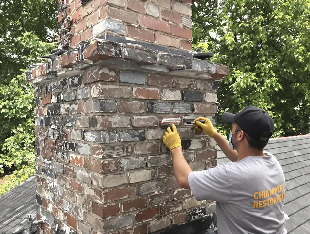 In-progress chimney restoration by Pembroke Chimney Sweep in Pembroke, MA