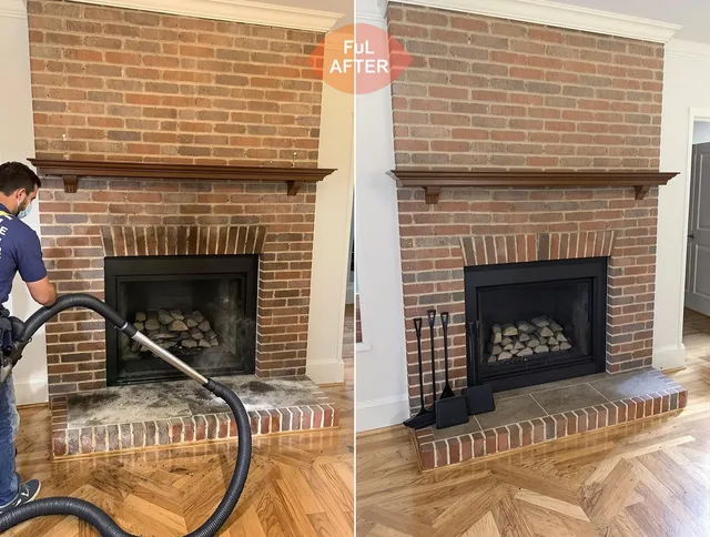 Pembroke Chimney Sweep carefully sanitizing a fireplace in Pembroke, MA